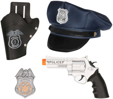 Boland Politie agent verkleed set - 3 delig - kinderen - politiepet blauw en accessoires