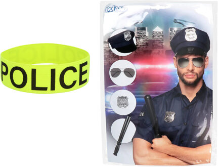 Boland Politie verkleed accessoire set - 5-delig - bril/badge/knuppel/pet/armband - volwassenen