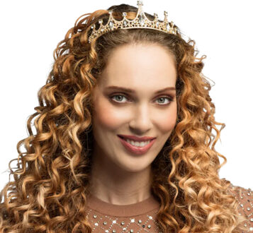 Boland Prinsessen tiara - diadeem met kroon - ros? goud - metaal