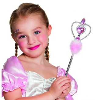 Boland Prinsessen toverstaf - carnaval verkleed artikel - roze - 32 cm - kunststof