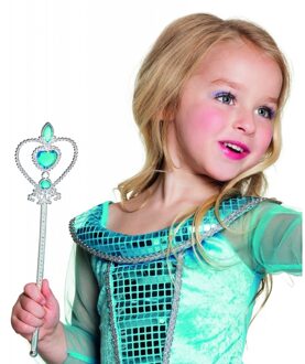 Boland Prinsessen toverstaf - zilver/blauw - 32 cm - kunststof