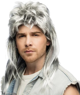 Boland Pruik Davey - grijs - verkleed pruiken - carnaval - 80s look