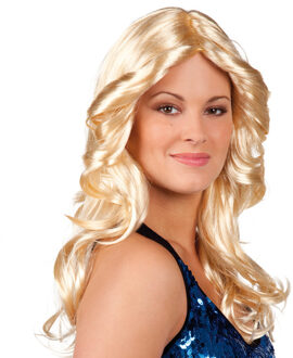 Boland pruik Disco Doll dames blond Geel