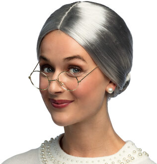 Boland pruik Granny dames grijs