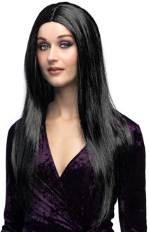 Boland Pruik heks - lang zwart haar - dames - halloween pruik