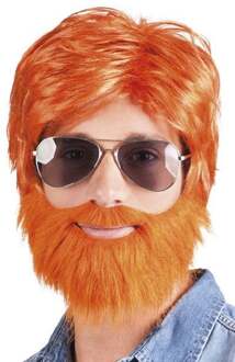 Boland "Pruik met baard oranje ""Dude"""