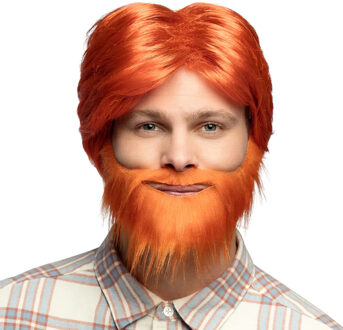 Boland Pruik - oranje - met baard en snor - heren - carnaval - EK/WK