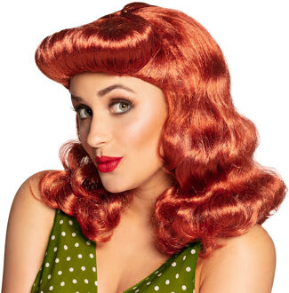 Boland Pruik Pin-up Dames Synthetisch Rood