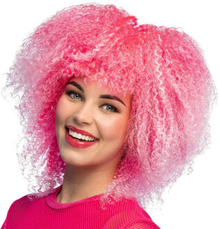 Boland Pruik Starlight - neon roze - dames - verkleed pruiken