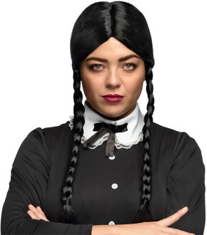 Boland Pruik Wednesday - zwart - vlechtjes - halloween - horror - carnaval - the adams family