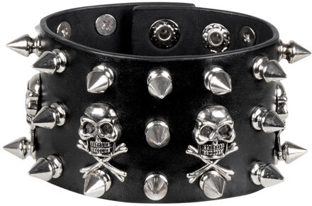 Boland Punker/biker verkleed armband - met spikes - zwart - voor volwassenen