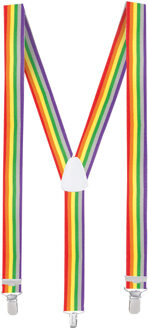 Boland Regenboog kleuren bretels - voor volwassenen - Verkleed Feestartikel - Pride thema
