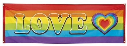 Boland Regenboog met hartje vlag banier 74 x 220 cm