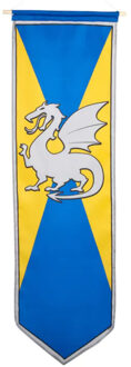 Boland Ridder banier - blauw/geel - met draak - 100 x 30 cm - nylon - vlag - riddervlag Multi