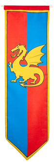Boland Ridder wapenschild op vlag blauw/rood - Feestbanieren Multikleur