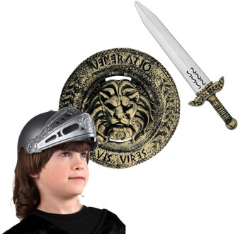 Boland Ridders Carnaval verkleedset voor kinderen - Ridderhelm - Zwaard - Schild - Kunststof
