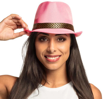 Boland Roze trilby hoed voor volwassenen