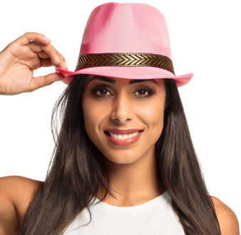 Boland Roze trilby hoed voor volwassenen