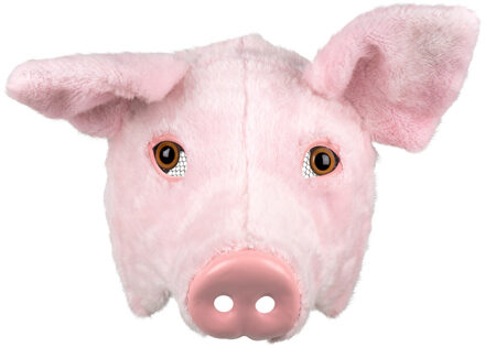 Boland Roze varken dieren verkleedmasker - pluche - volwassenen - Horror/halloween - carnaval - half gezich