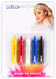Boland Schminkkrijtjes - 5x - gekleurd - schminkset/schminkstiften/schminksticks - Carnaval/halloween Multi