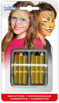 Boland Schminkkrijtjes - 6x - gekleurd - schminkset/schminkstiften - Carnaval/Halloween Multi