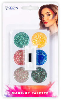 Boland Schminkset Glitter - gekleurd - make-up palette - carnaval/kinderfeestje Multi