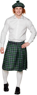Boland Schotse verkleed kilt met baret - groen - heren - Schotland rok - verkleedkleding - Carnavalskleding One size