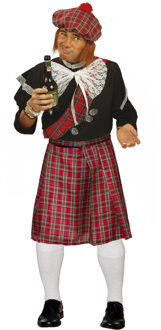 Boland Schotse verkleed kilt met baret - rood - heren - Schotland rok - verkleedkleding - Carnavalskleding - One size