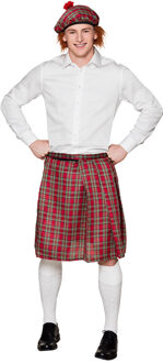 Boland Schotse verkleed kilt met baret - rood - heren - Schotland rok - verkleedkleding - Carnavalskleding One size