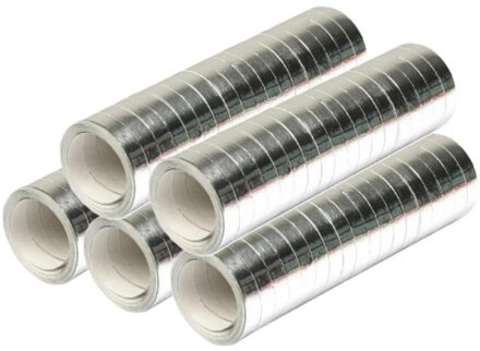 Boland Serpentine rol - 5x - metallic zilver - 4 meter - papier/folie - feest serpentine