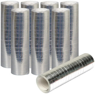 Boland Serpentine rol - 8x - metallic zilver - 4 meter - papier/folie - feest serpentine