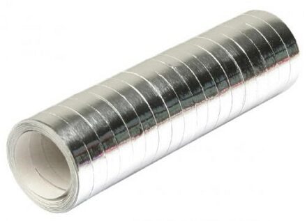 Boland Serpentine rol - metallic zilver - 4 meter - papier/folie - feest serpentine