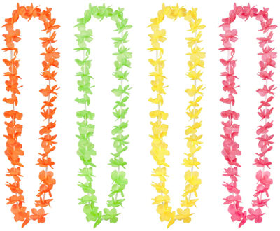 Boland Set 25x Hawa?kransen - neon - uv blacklight - mix van 4 kleuren - themafeest - 80/90s