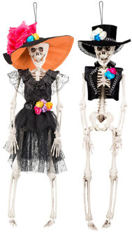 Boland Set van 2x hangende horror decoratie skelet 40 cm Spaanse dame en heer