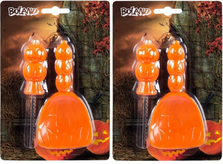 Boland Set van 2x stuks boland pompoen snijset - 2-delig - met sjablonen - halloween - pompoenen uithollen