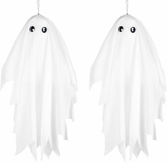 Boland Set van 2x stuks hangende horror decoratie spook 48 cm met beweging en geluid