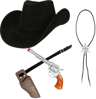 Boland Sheriff verkleedset - 4-delig - incl hoed/holster/revolver/ketting - volwassenen
