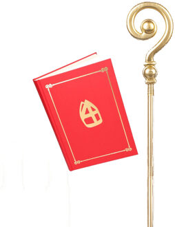 Boland Sinterklaas accessoire verkleed set - het grote boek - staf van Sinterklaas - goud
