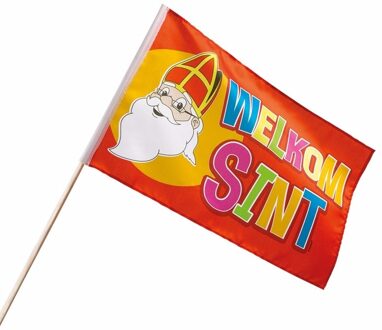 Boland Sinterklaas vlaggentje - stokje L40 cm - kunststof - sint en piet - zwaaivlaggetje Multi