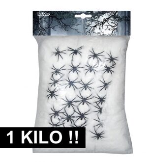Boland Spinnenrag - 2x - 500 gram - uitrekbare watten - spinnenweb - halloween thema Wit