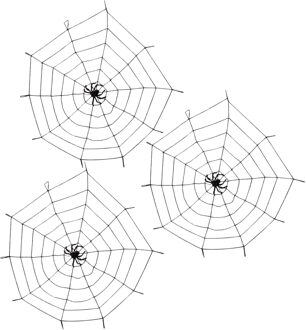Boland Spinnenweb - 3x - D150 cm - elastiek/kunststof - halloween - versiering/decoratie