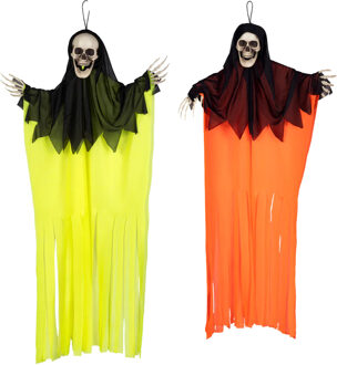 Boland spoken neon - 2x stuks - mix kleur - L90 cm - skelet - halloween - uv blacklight - decoratie