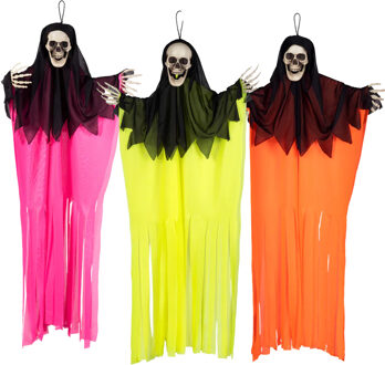 Boland spoken neon - 3x stuks - mix kleur - L90 cm - skelet - halloween - uv blacklight - decoratie