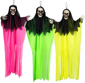 Boland spoken neon - 3x stuks - mix kleur - L90 cm - skelet - halloween - uv blacklight - decoratie