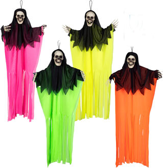 Boland spoken neon - 4x stuks - mix kleur - L90 cm - skelet - halloween - uv blacklight - decoratie