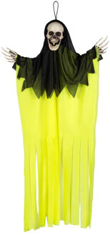 Boland spook neon - geel - L90 cm - skelet - halloween - uv blacklight - decoratie
