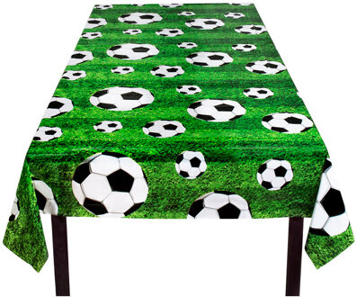 Boland Tafelkleed/tafellaken voetbal thema plastic 120 x 180 cm - Feesttafelkleden Multikleur