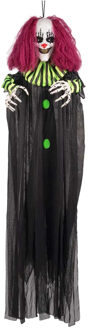 Boland Terror clown - 130 cm - halloween/horror - hangdecoratie - geluid en bewegingssensor Multi