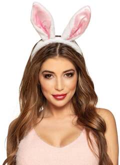 Boland tiara Konijnenoren pluche dames wit one size