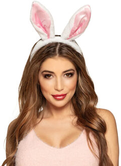 Boland tiara Konijnenoren pluche dames wit one size